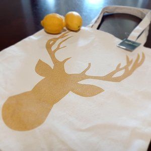 nicole's boutique creamy canvas tote bag Deer print